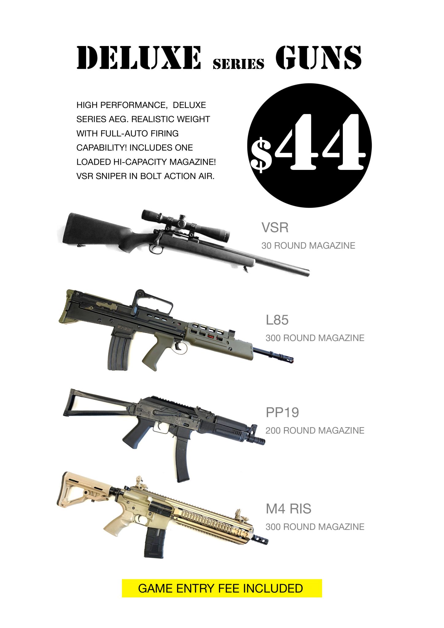 Gun rental page The Arena
